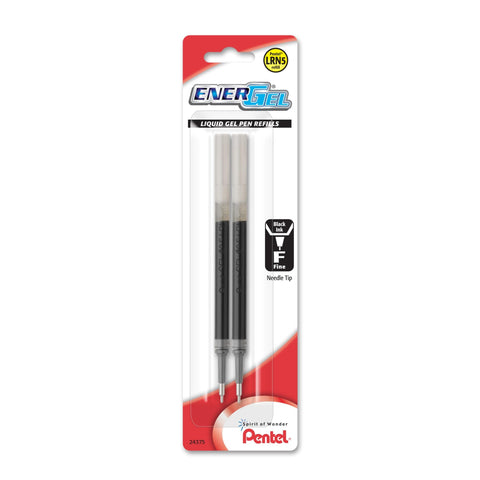 Pentel LRN5BP2A Refill Ink, for ENER-Gel & Lancelot Gel Pen, 0.5mm Needle Tip, Fine, Black Ink, 2 Pieces Per 1 Pack