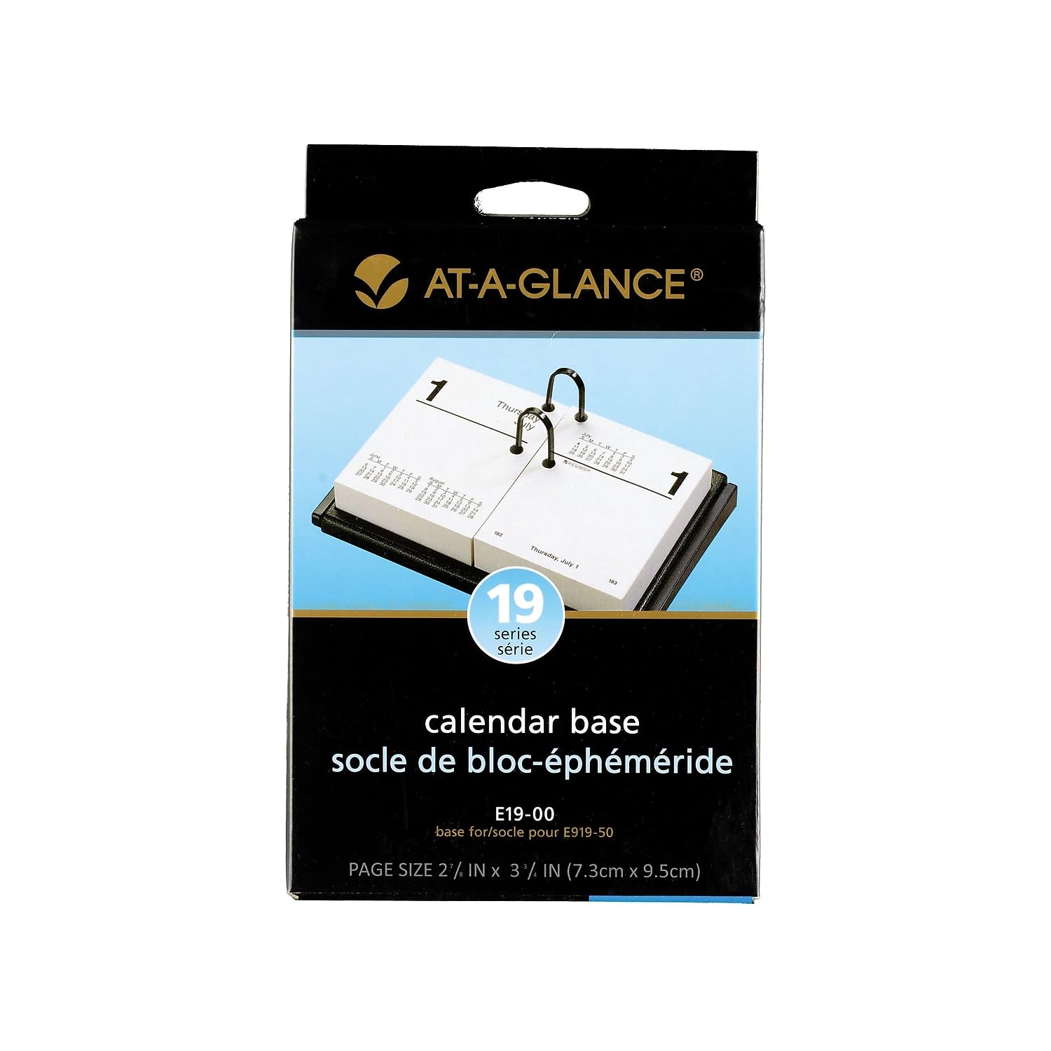 AT-A-GLANCE Desk Calendar Base, 19 Style Holds 3" x 3-3/4 " Pages, Black (E1900)