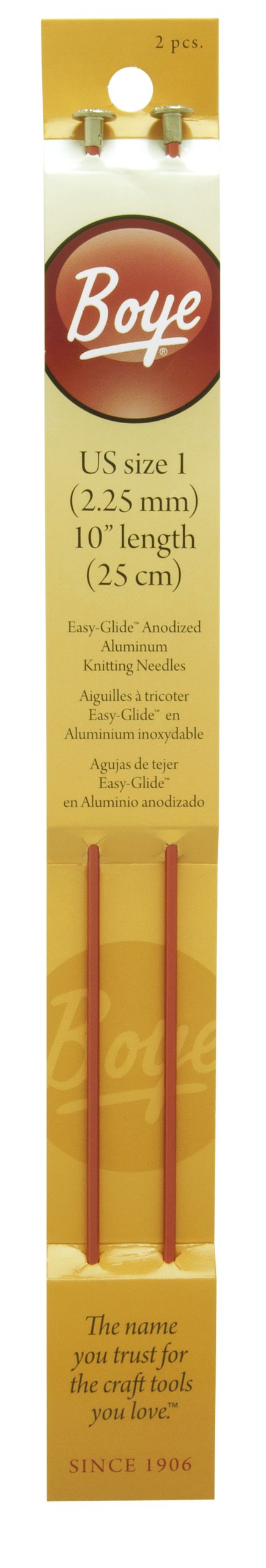Boye 10-Inch Aluminum Single Point Knitting Needles, Size 1