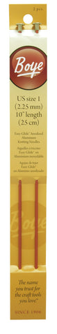 Boye 10-Inch Aluminum Single Point Knitting Needles, Size 1