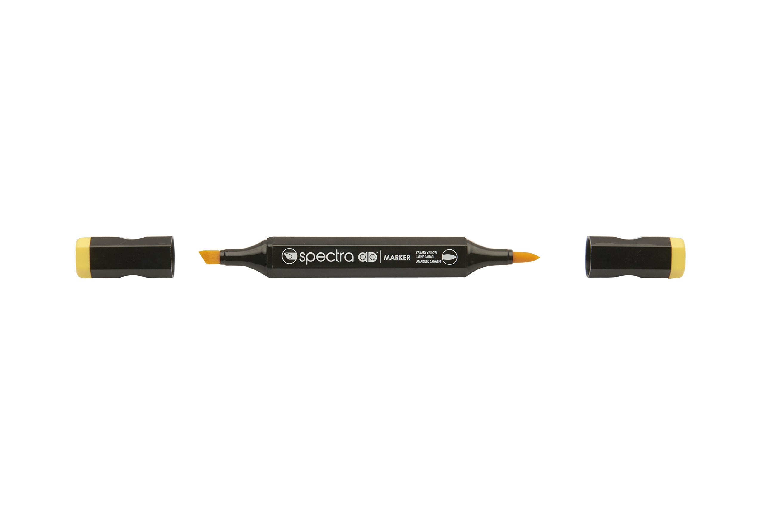 AD Marker Chartpak Spectra Set in Plastic Case, Tri-Nib and Brush Dual-Tip, 6 Assorted Yellow Colors (SYELLOWS6AD)