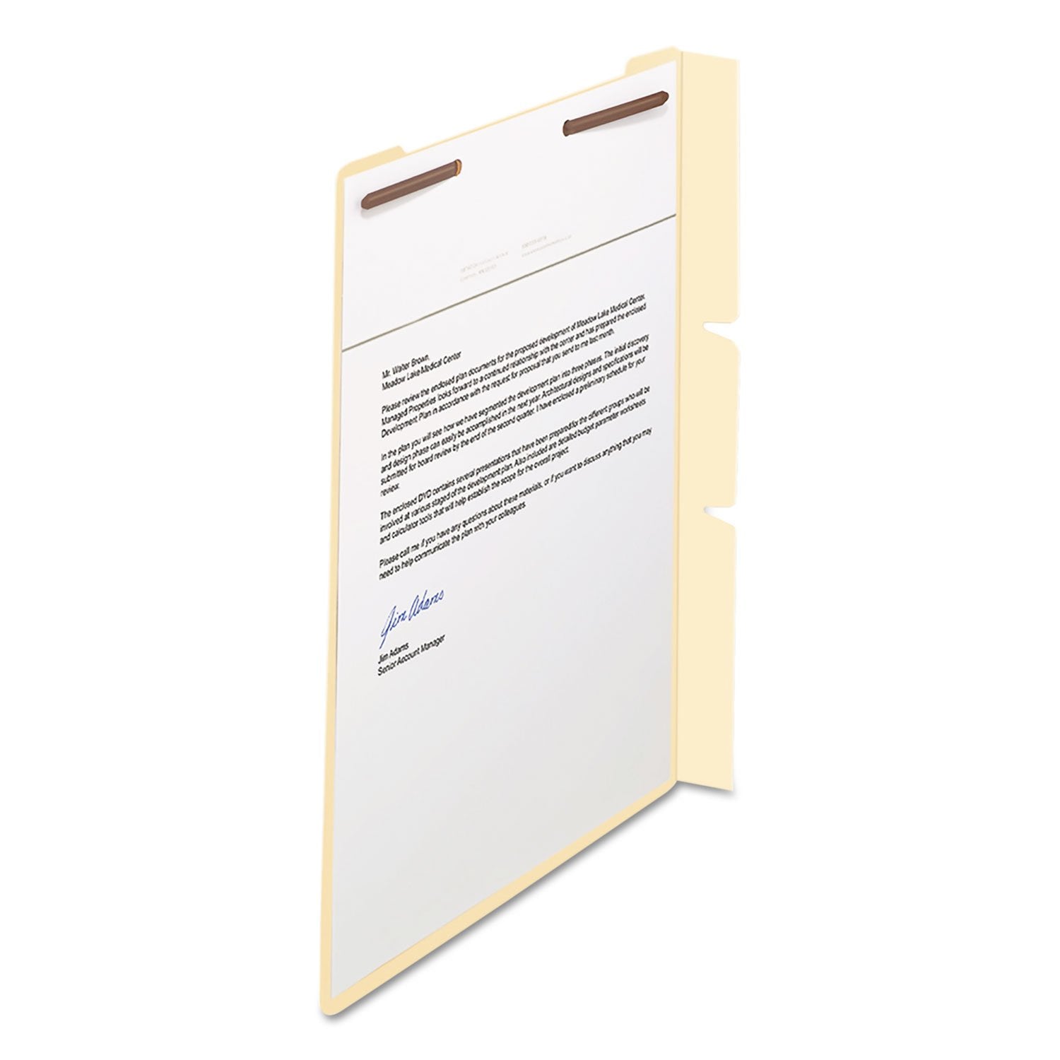 Smead Self-Adhesive Folder Divider, 1" Twin Prong Fastener, Letter Size, Manila, 100 per Box (68027)