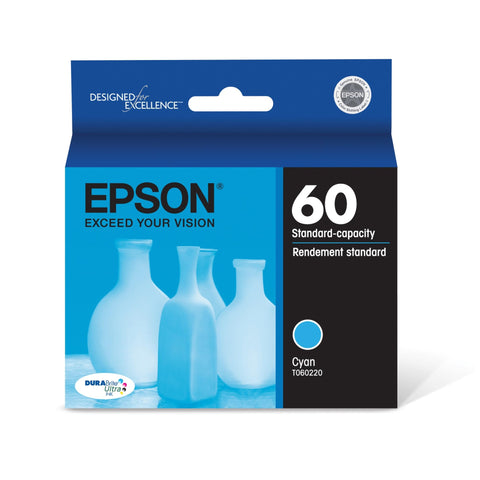 Epson 60 DURABrite Ultra Ink Standard Capacity Cyan Cartridge (T060220) Works with Stylus C-68, C-88, C-88+, CX-3800, CX-3810, CX-4200, CX-4800, CX-5800F, CX-7800