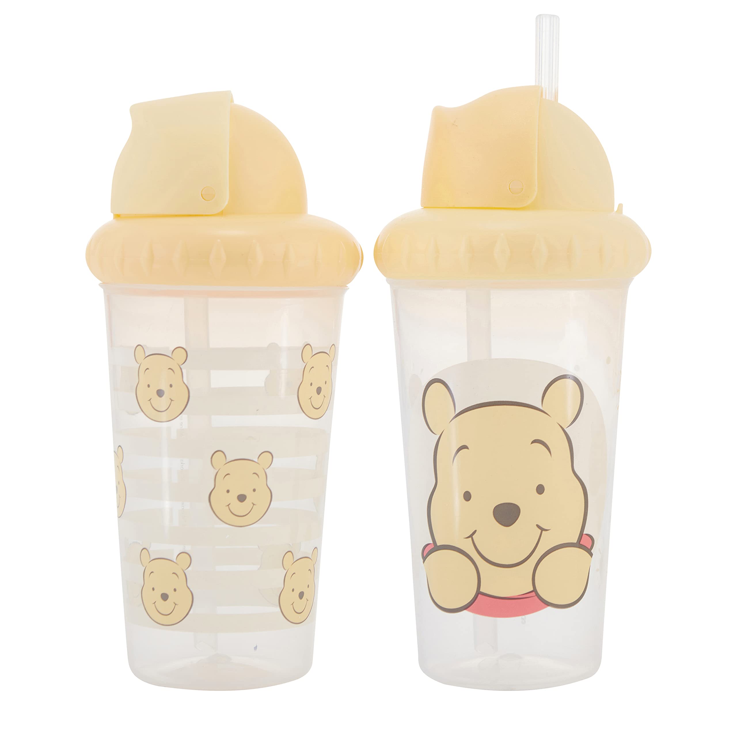 Disney Toddler Sippy Cups for Boys and Girls | 10 Ounce Sippy Cup Pack of Two with Straw and Lid | Durable Blue Leak Proof Travel Water Bottle for Toddlers