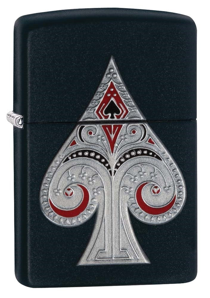 Zippo Spade Pocket Lighter with Emblem, Matte Black