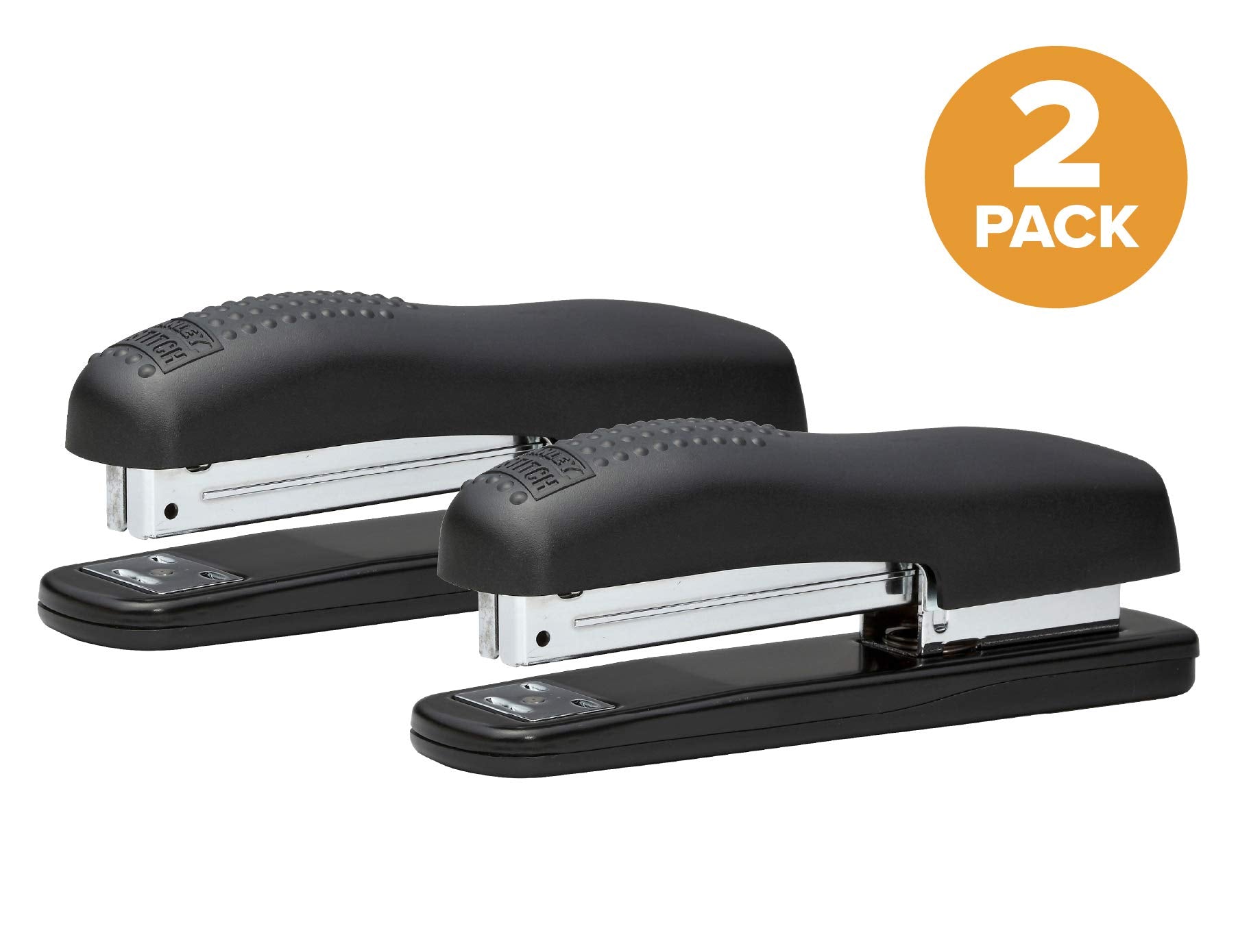 Bostitch Office Ergonomic 20 Sheet Desktop Stapler, Black, 2-Pack