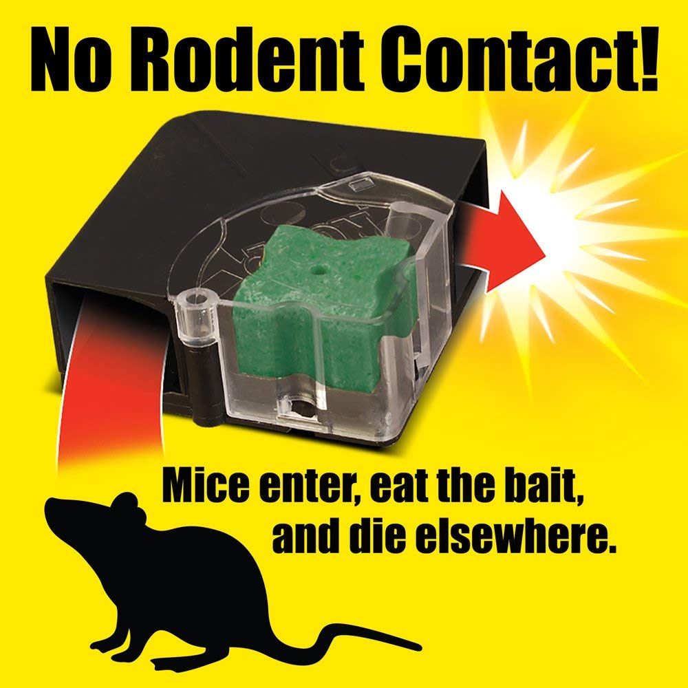 d-CON Refillable Corner Fit Mouse Poison Bait Station, 1 Trap + 12 Bait Refills