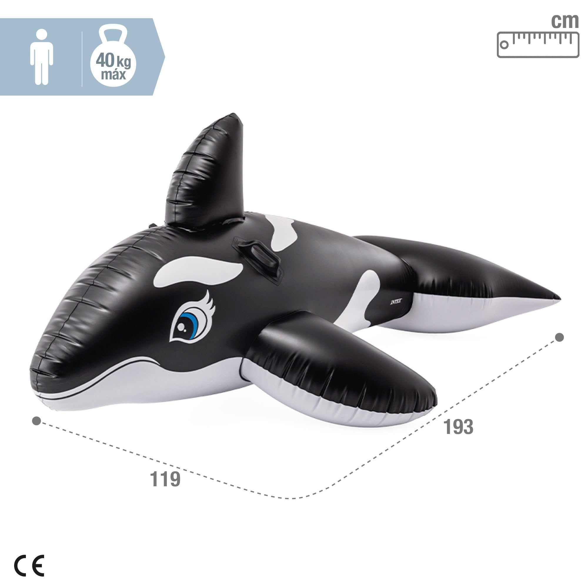 INTEX Whale Inflatable Pool Float: Animal Pool Toy For Kids – 2 Heavy-Duty Handles – 88lb Weight Capacity – 76" x 47" – For Ages 3+