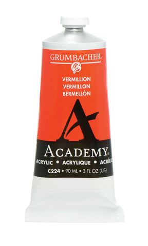 Grumbacher 90-ml Metal Tube Academy Acrylic Paint, Gloss, Vermillion, 3 Fl Oz (Pack of 1)