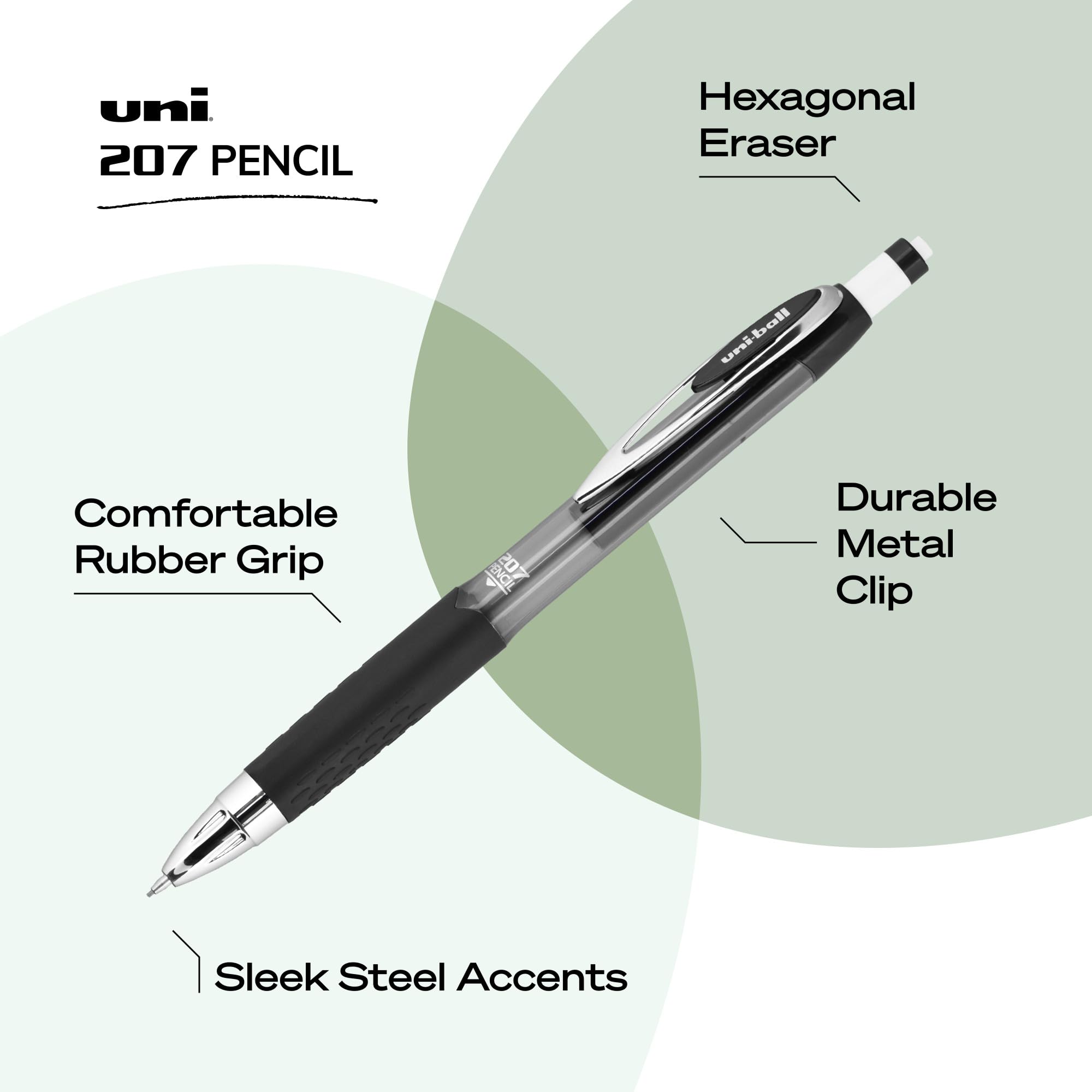 uniball 207 Mechanical Pencil, 0.7 Mm, Hb (#2), Black Lead, Black Barrel, Dozen