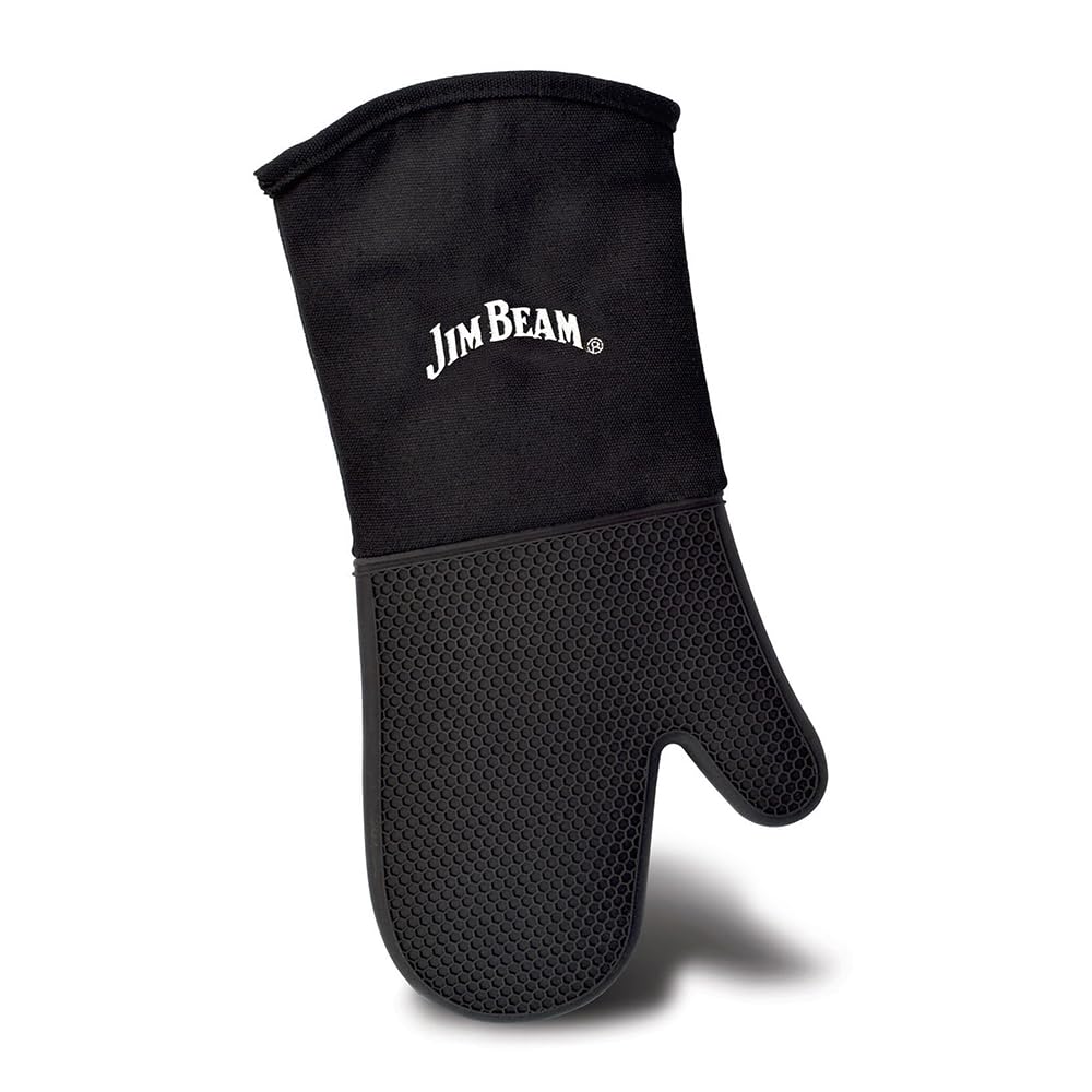 Jim Beam JB0205 Soft and Comfortable Black Silicone Grilling Mitten, Large