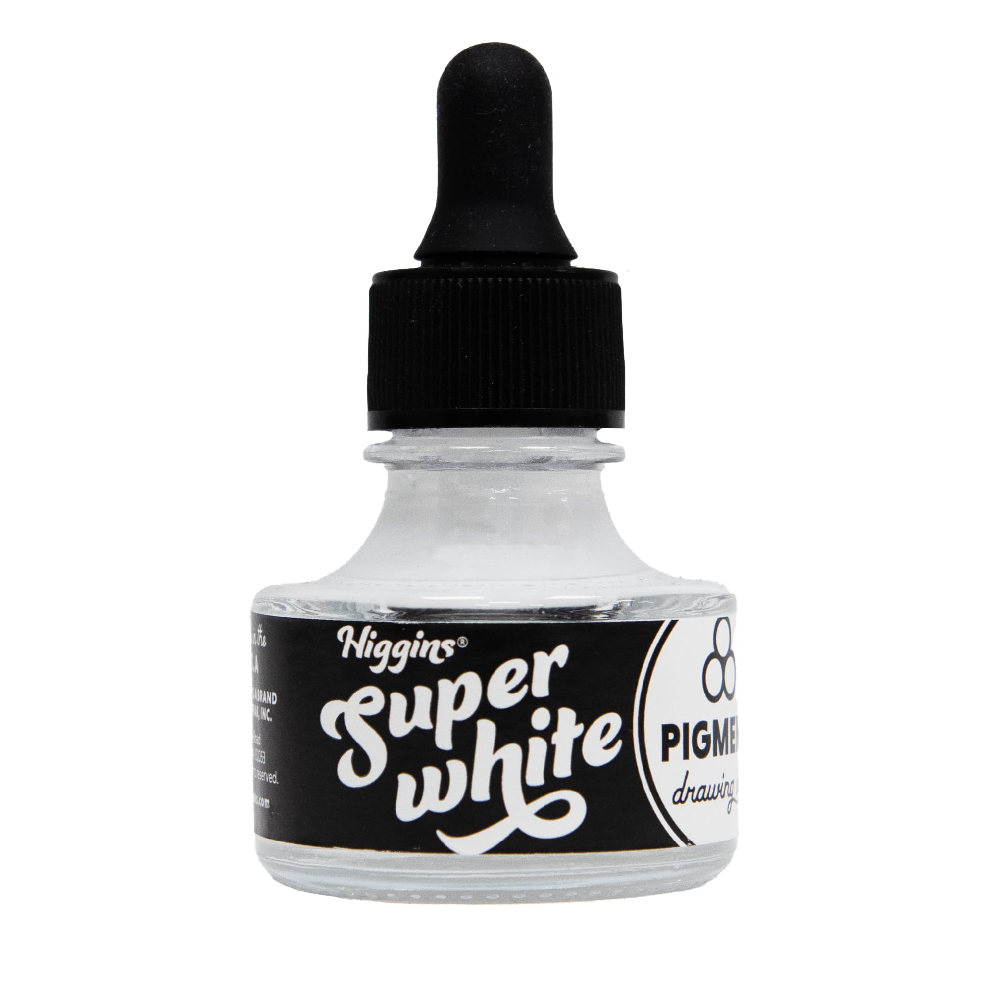Higgins Super White Pigmented Drawing Ink - for Artists and Students - 1 oz. Glass Bottle (HIG44100)