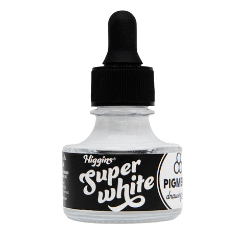 Higgins Super White Pigmented Drawing Ink - for Artists and Students - 1 oz. Glass Bottle (HIG44100)