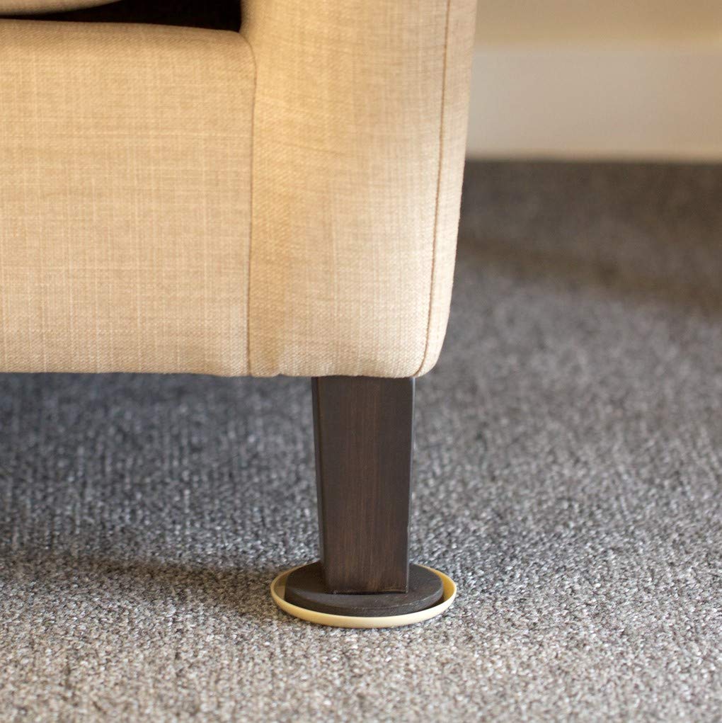 Duck Brand Plastic Carpet Furniture Sliders, 3.5 inch Width, Round, 4 Pack, Brown (284857)