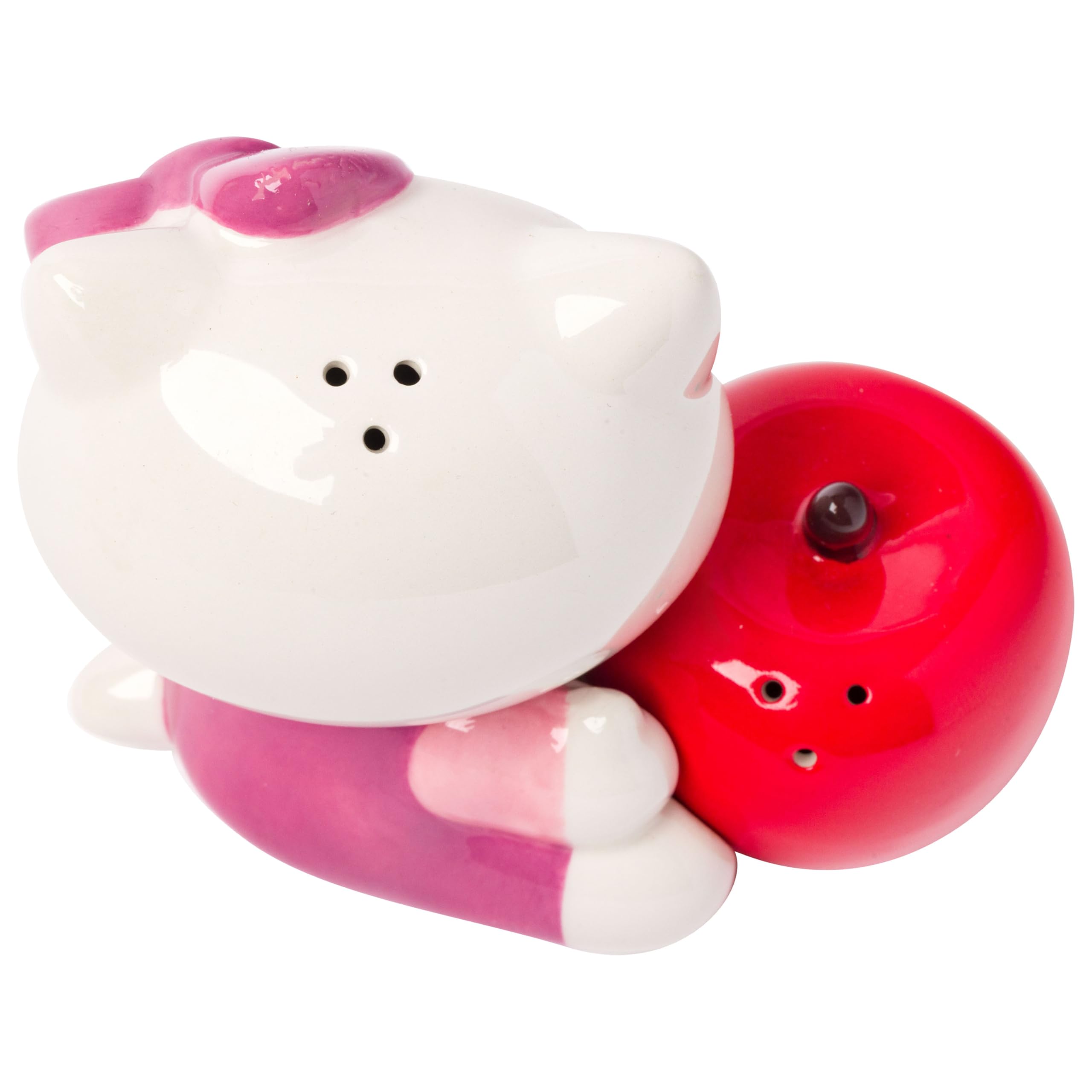 Silver Buffalo Sanrio Hello Kitty 3D Ceramic Salt and Pepper Shaker Set, 5.25” L x 2.6” W x 4” H