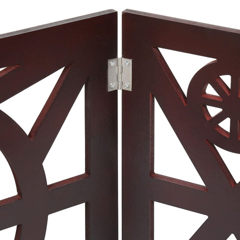 Etna 3 Panel Dog Gate - Trifold Wagon Wheel, Freestanding, Lightweight Foldable, Mahogany Wood, Brown, 48" W x 19" H
