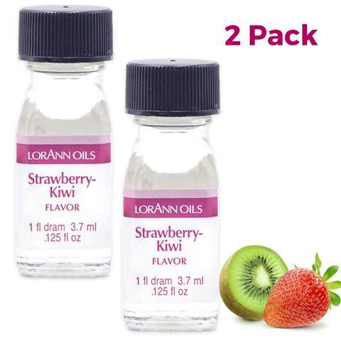 LorAnn Oils Super Strength Flavoring - Used For Candy Making, Flavoring, Baking, Hard Candy, & Flavor Oils - Bold, Natural Flavors 4X Stronger Than Extracts - Strawberry-Kiwi, Pack of 2, 0.125 fl oz