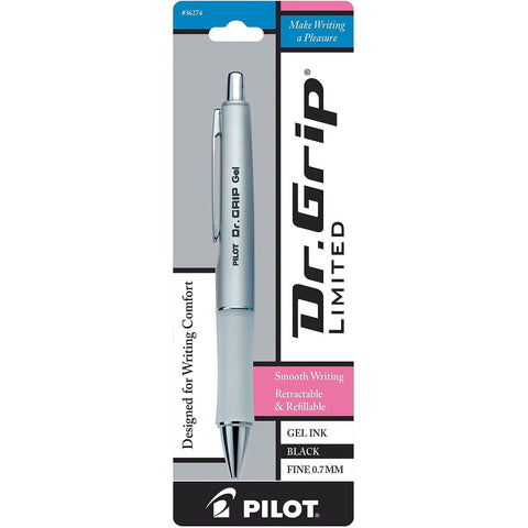 PILOT Dr. Grip Limited Refillable & Retractable Gel Pen, Fine Point, Assorted Barrel, Black Ink, Single Pen (36274)
