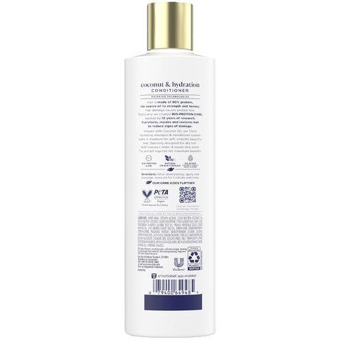 Dove Damage Therapy Conditioner 4-Pack, Coconut & Hydration, Deep 24H Hydration for Revitalizing Dry, Damaged Hair, 12 Oz Ea