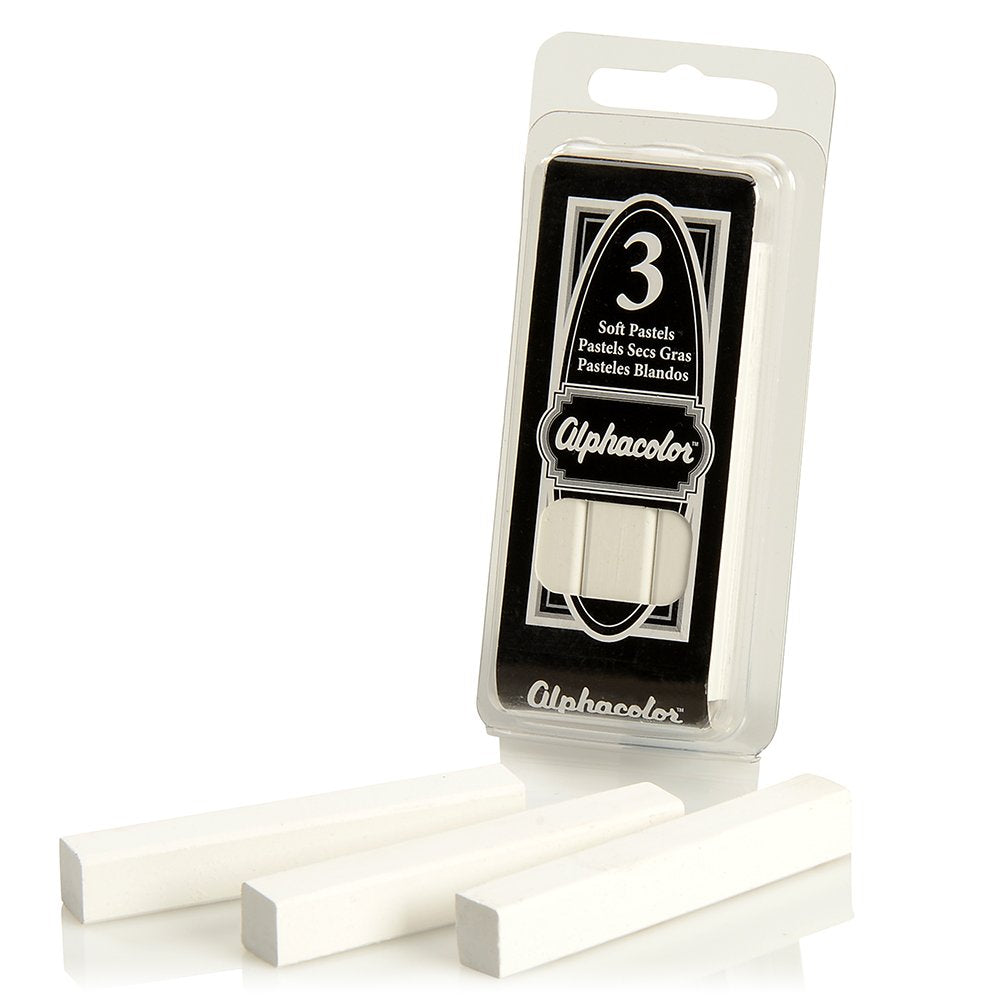 Derwent Alphacolor Round Soft Pastels, White, 3 Pastels per Pack (105W)