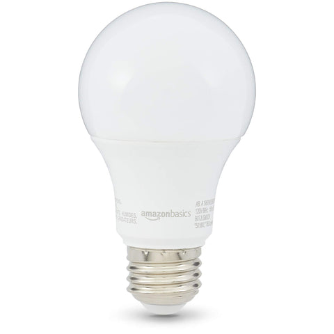 Amazon Basics 60W Equivalent, Daylight White, Non-Dimmable, Energy Efficient, 10,000 Hour Lifetime, A19 LED Light Bulbs, 6-Pack
