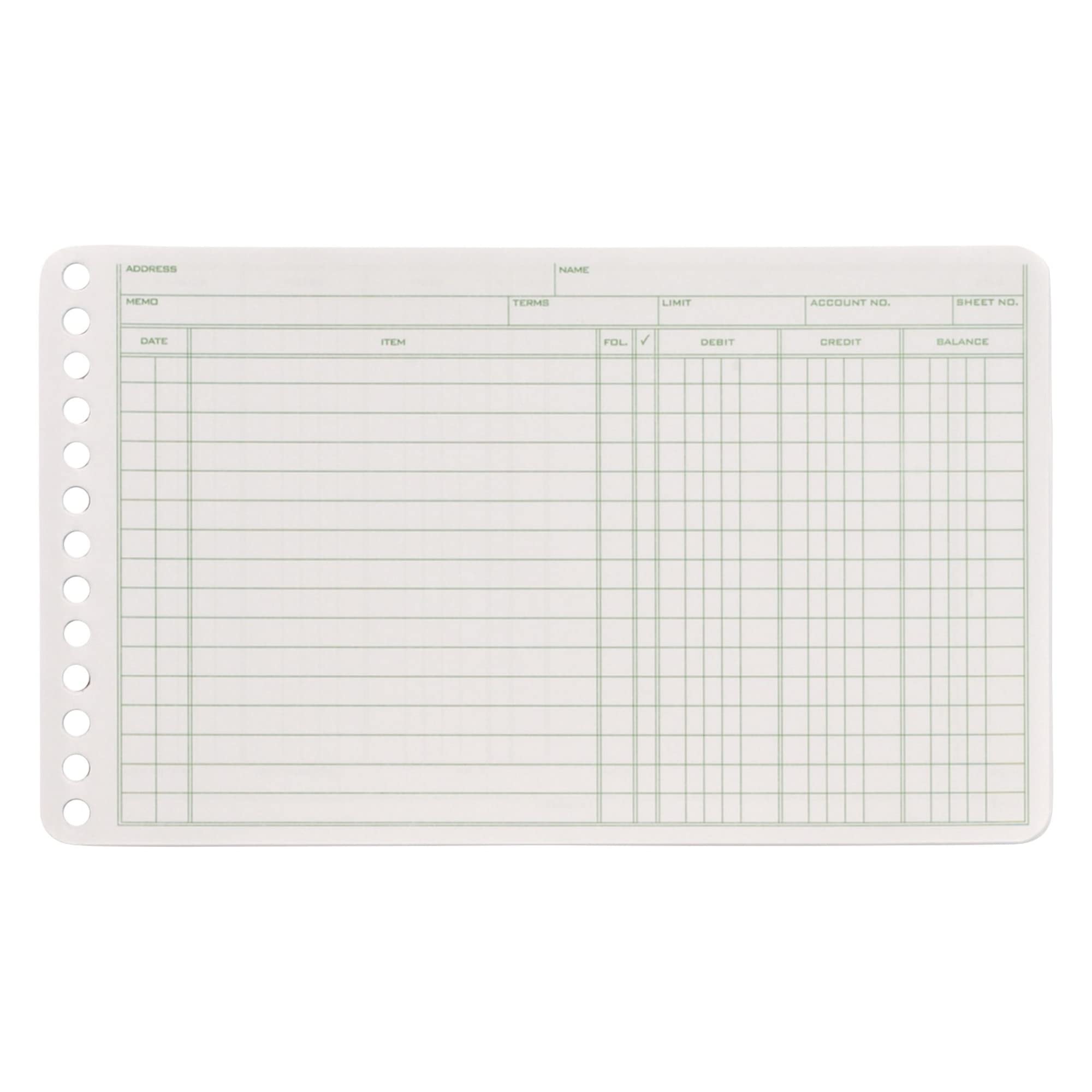 Adams® Ledger Sheets, 5" x 8", Green/White