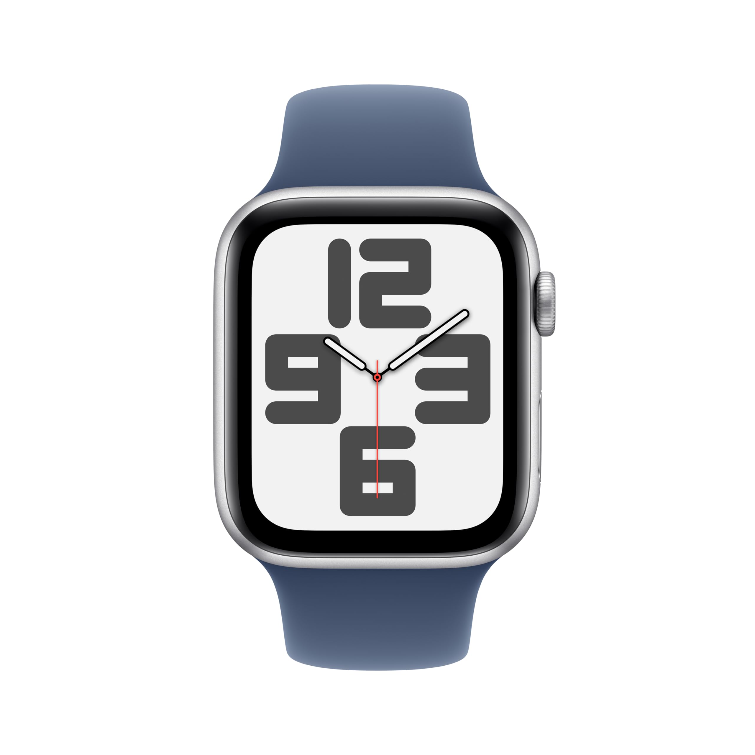 Apple Watch SE (2nd Gen) [GPS 44mm] Smartwatch with Silver Aluminum Case with Denim Sport Band M/L. Fitness and Sleep Trackers, Crash Detection, Heart Rate Monitor, Retina Display