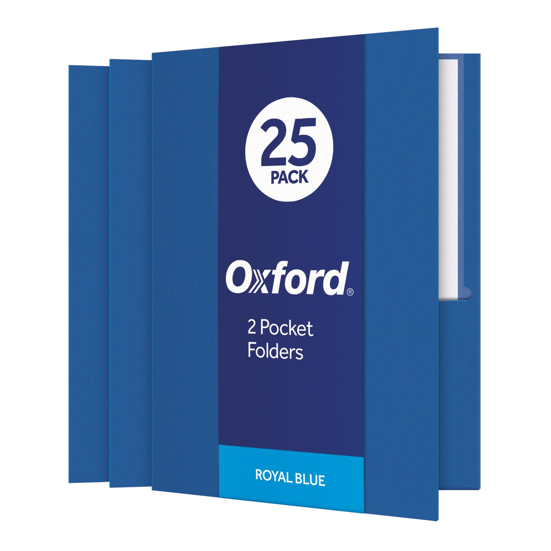 Oxford Twin-Pocket Folders, Textured Paper, Letter Size, Royal Blue, Holds 100 Sheets, Box of 25 (57512EE)