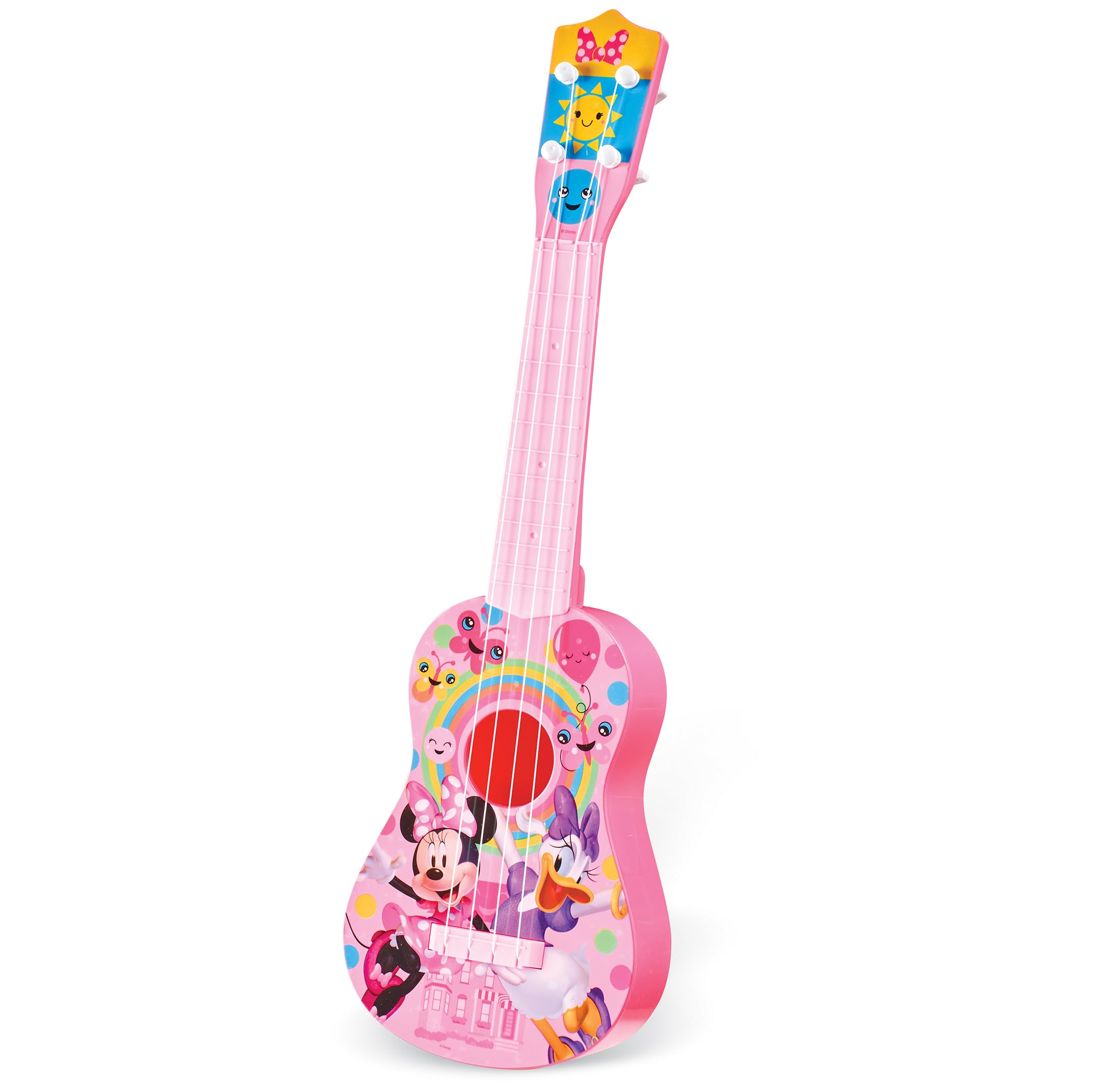 Disney Minnie Mouse Kids Guitar – Minnie Mouse Pink Guitar Music Set with Real Tuning Pegs and Strings for Learning Music – Fun Band Musical Instruments for Kids Age 3 and Up – 21.5 Inch