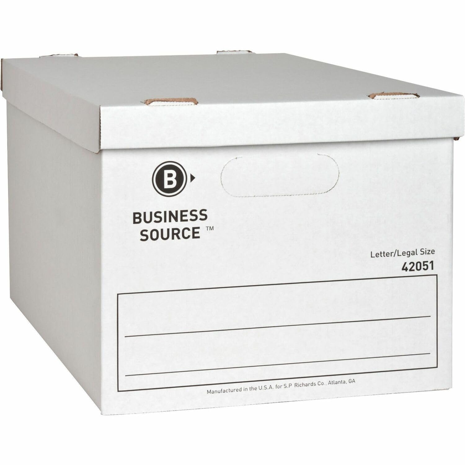 Business Source Lorell File Storage Box with Lid, 15" x 12" x 10", Corrugated, Holds Letters and Legal Documents