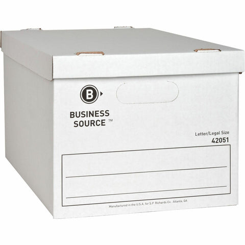 Business Source Lorell File Storage Box with Lid, 15" x 12" x 10", Corrugated, Holds Letters and Legal Documents