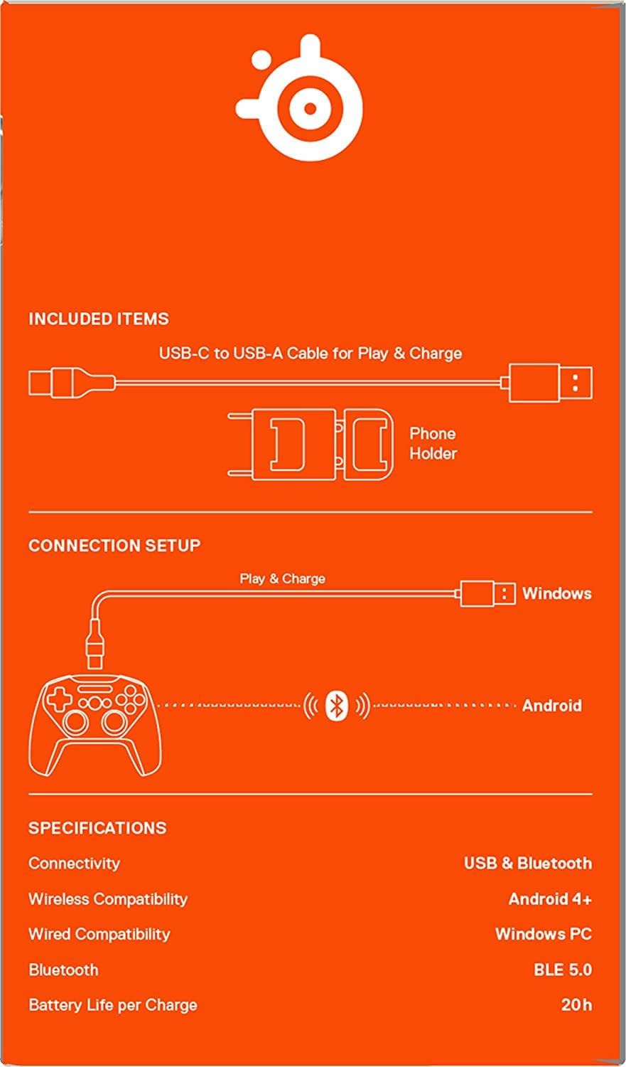 SteelSeries Stratus+ Bluetooth Gaming controller for Android & Windows - Mobile - Hall Effect Sensors - Clickable L3/R3
