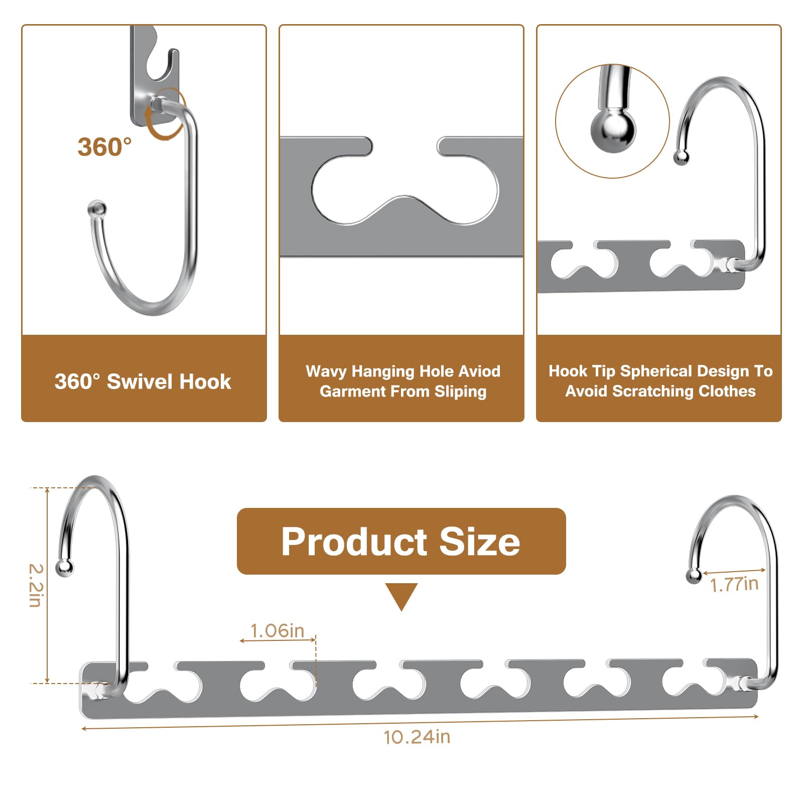 Space Saving Hangers for Clothes 6 Pack, Sturdy Metal Hangers Wardrobe Organizer, Magic Cascading Hanger, Closet Space Saver Closet Organizers and Storage