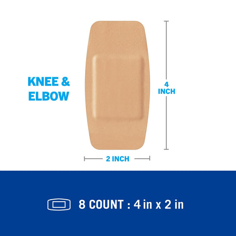 Nexcare Active Extra Cushion Bandages, Knee and Elbow, Tough, 8-Count Packages (Pack of 6)