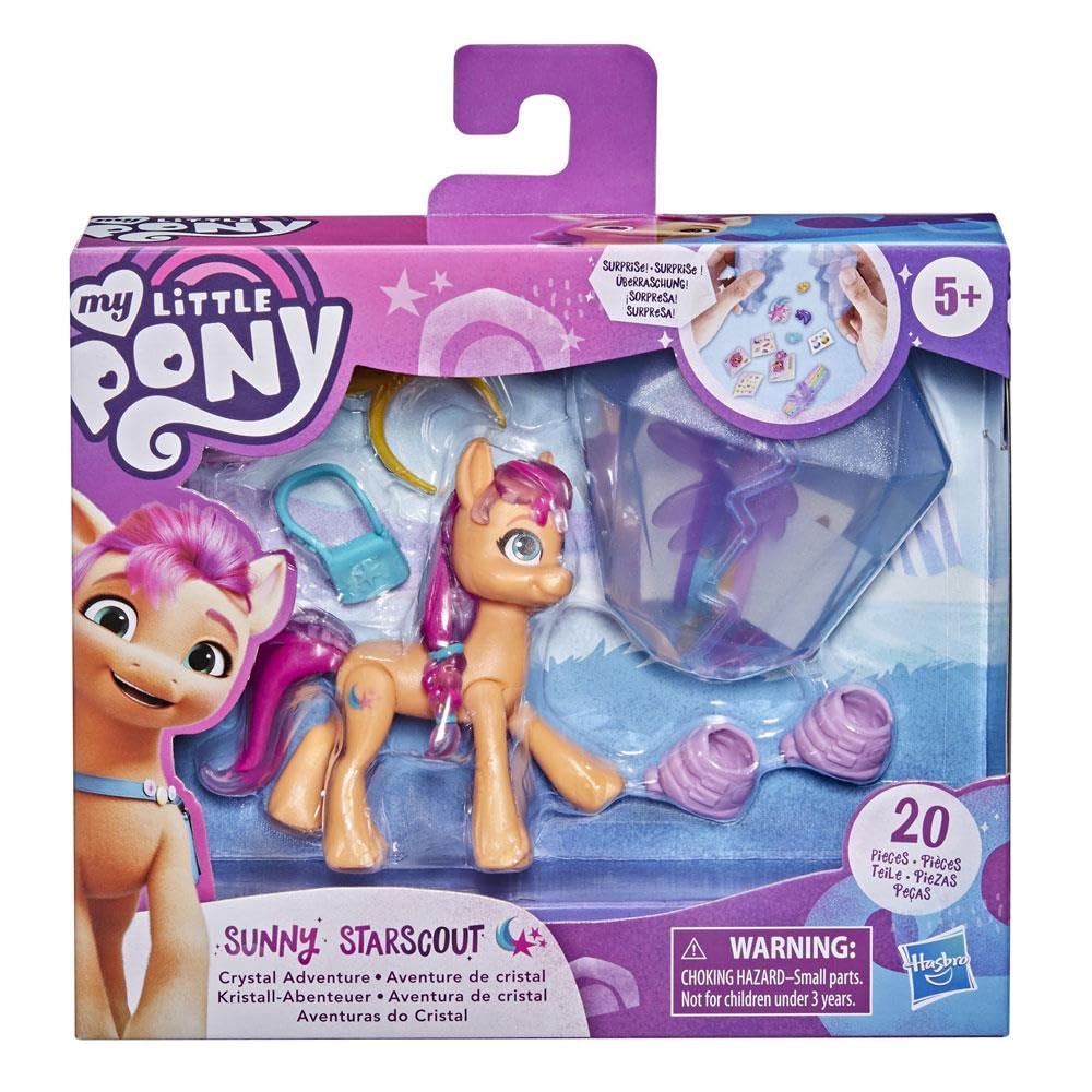 My Little Pony: A New Generation Movie Crystal Adventure Sunny Starscout - 3-Inch Orange Pony Toy, Surprise Accessories, Bracelet (Accessory Colors May Vary)