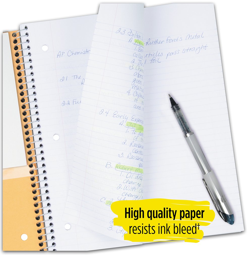 Five Star Spiral Notebooks, 1 Subject, College Ruled Paper, 100 Sheets, 11" x 8-1/2", Teal, Yellow, 2 Pack (38440)