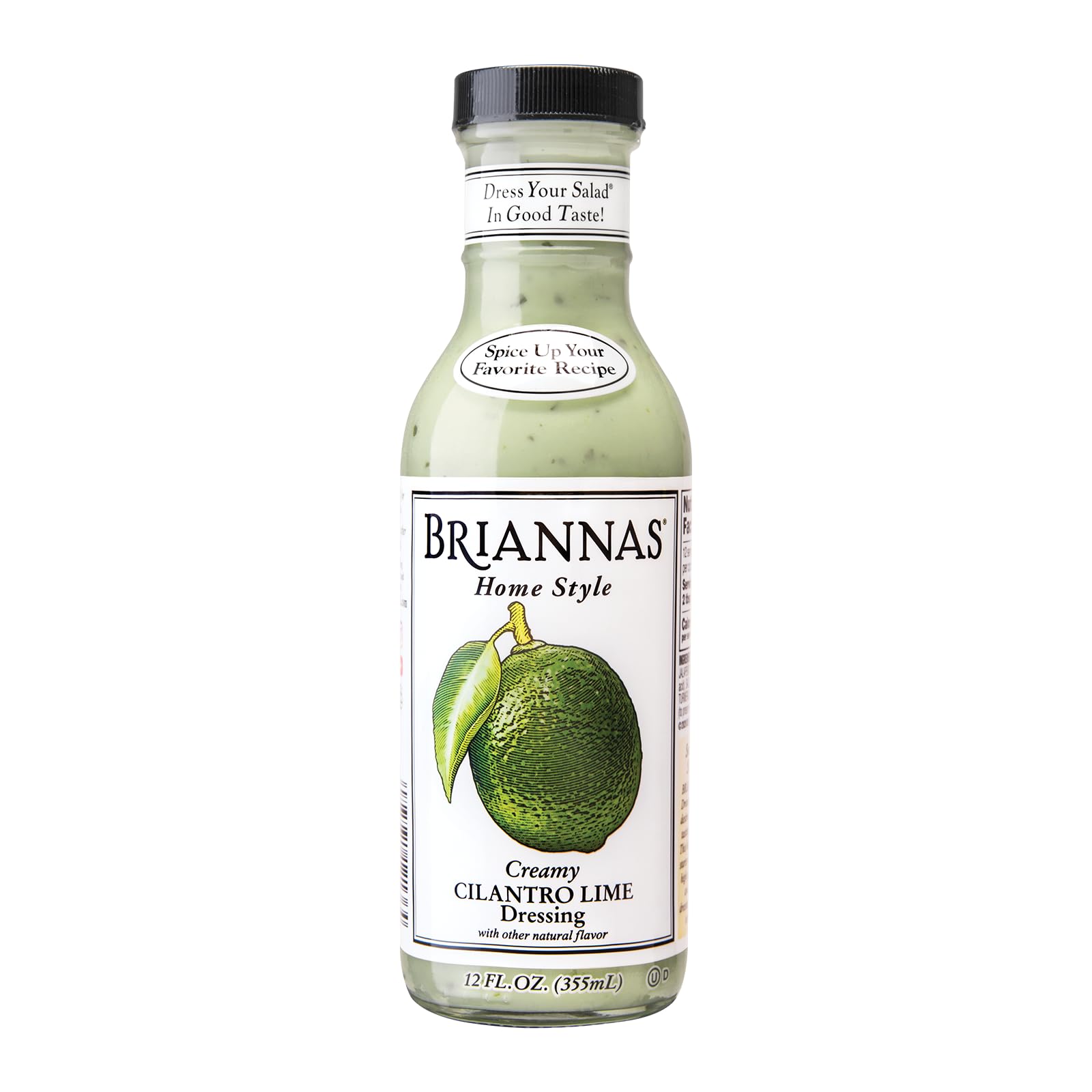 BRIANNAS - Home Style Creamy Cilantro Lime Dressing – Fine Salad Dressing made with Premium Ingredients - Gluten Free, Kosher, & Low Sugar - 12 oz. Bottle