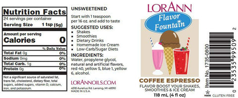LorAnn Coffe Espresso Flavor Fountain, 4 oz Bottle
