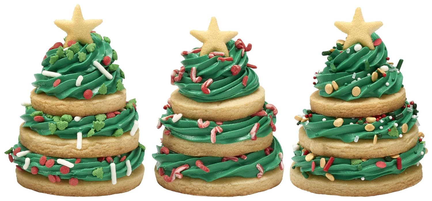 DECOPAC Christmas Trees & Holiday Dots Quins, 20.5oz, Fancy Sprinkles In Red, Green & White, Festive Edible Candy Sprinkles in Handheld Container For Celebration Cakes, Cupcakes, Cookies