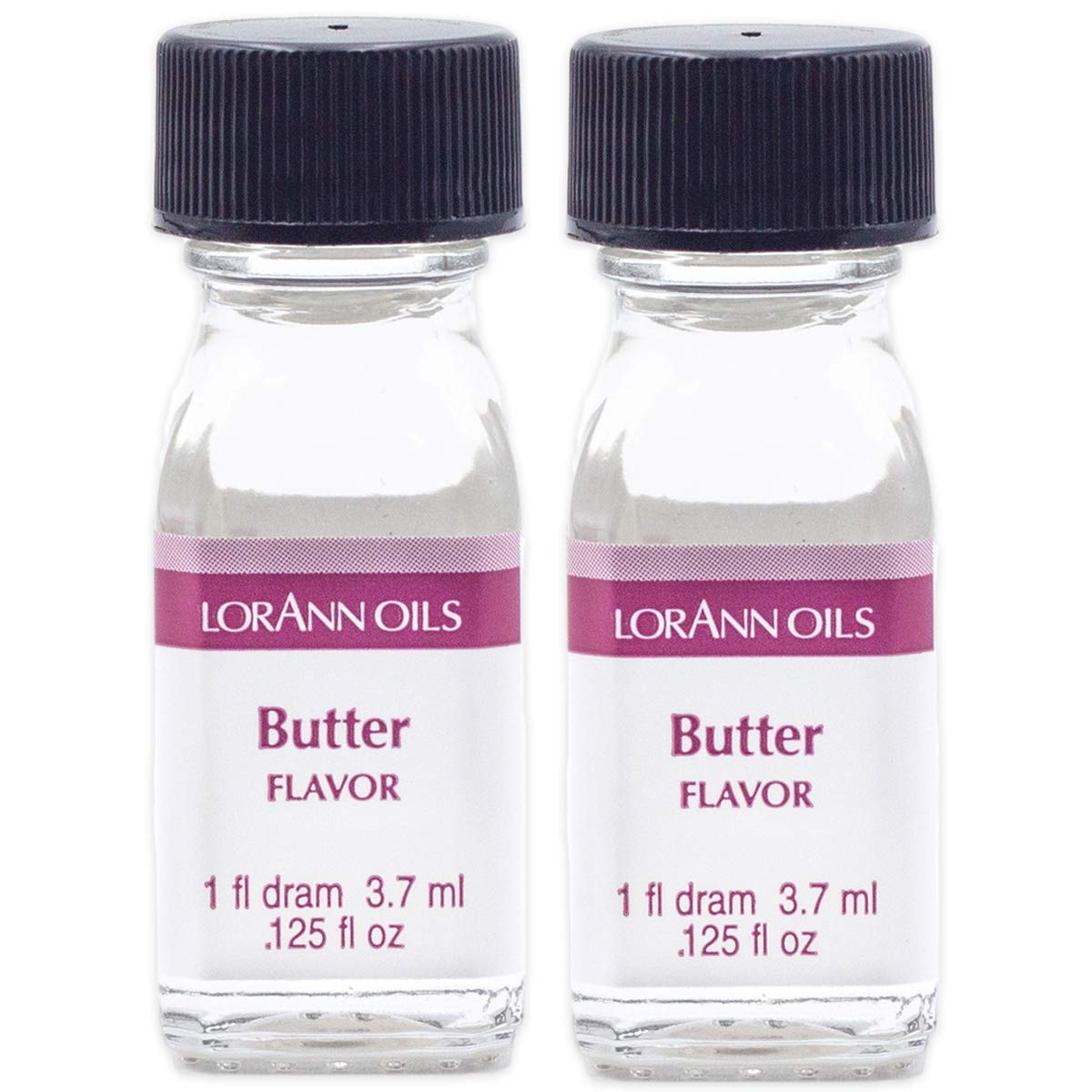 LorAnn Oils Super Strength Flavoring - Used For Candy Making, Flavoring, Baking, Hard Candy, & Flavor Oils - Bold, Natural Flavors 4X Stronger Than Extracts - Butter, Pack of 2, 0.125 fl oz
