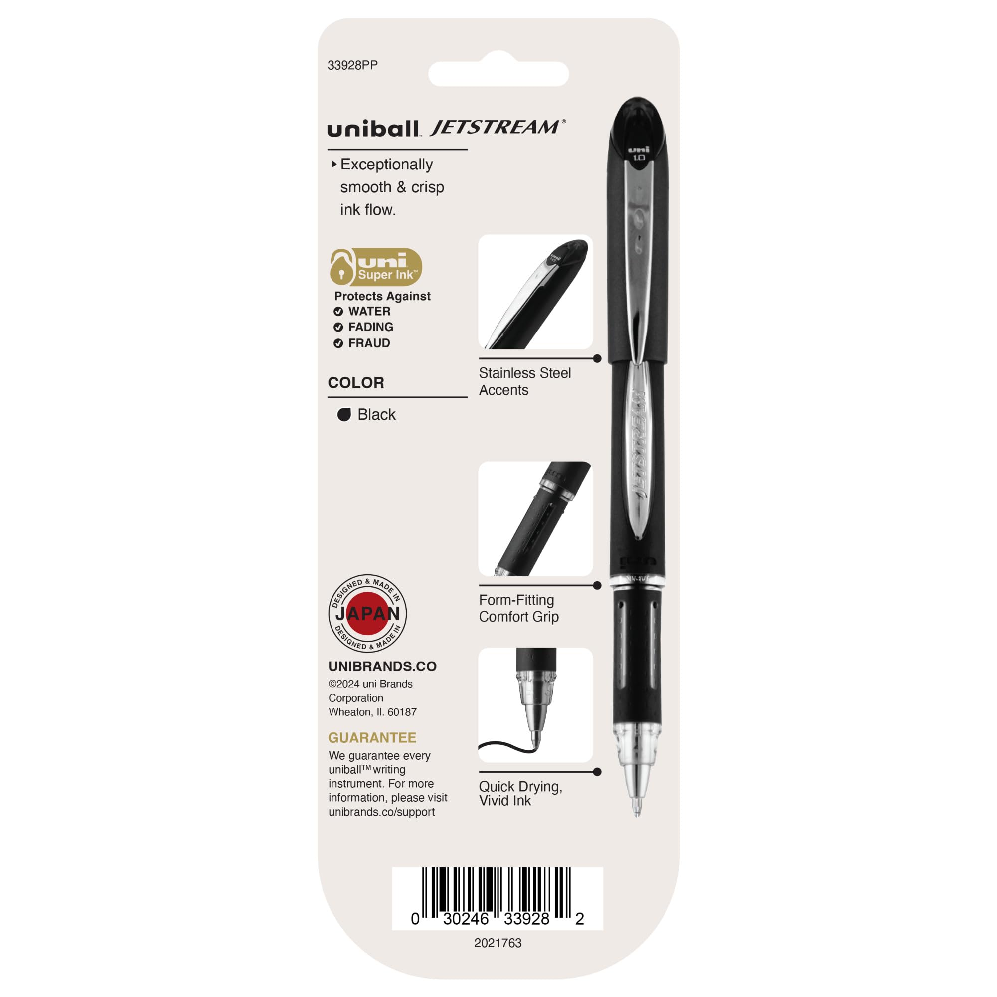 uniball Jetstream Ballpoint Pens, Medium Point (1.0mm), Black, 3 Pack