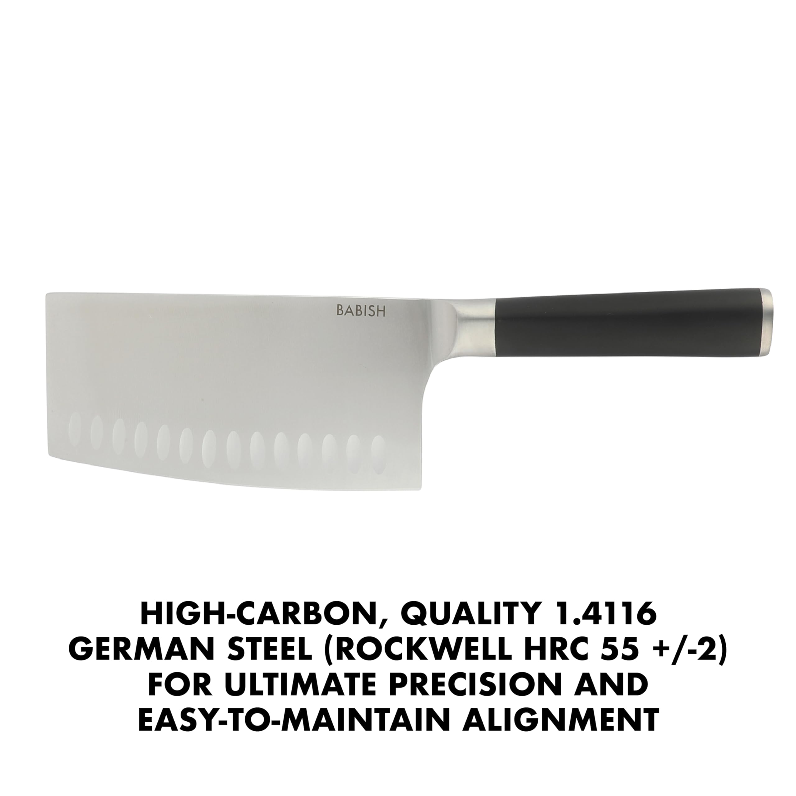 Babish 6.5-Inch Forged Cleaver Knife – High-Carbon 1.4116 German Steel Full Tang Kitchen Knife for Heavy-Duty Chopping and Slicing