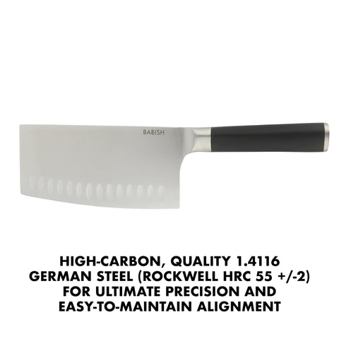 Babish 6.5-Inch Forged Cleaver Knife – High-Carbon 1.4116 German Steel Full Tang Kitchen Knife for Heavy-Duty Chopping and Slicing