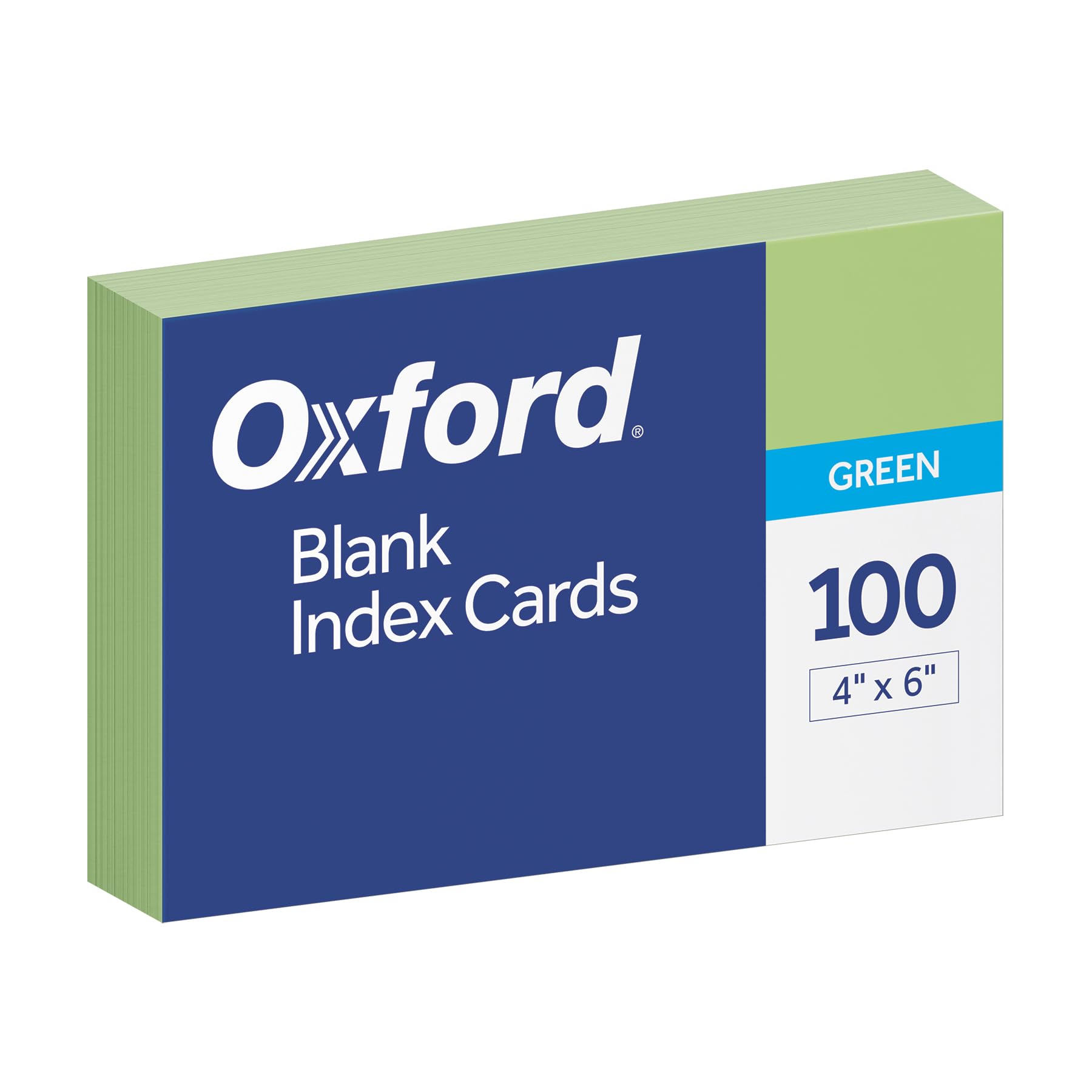Oxford Blank Color Index Cards, 4" x 6", Green, 100 Per Pack (7420 GRE)