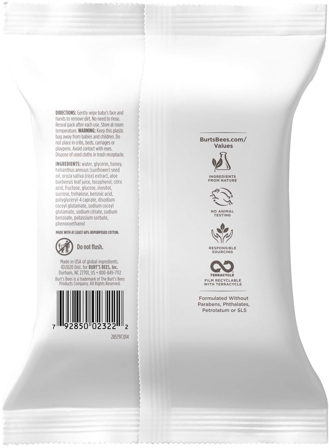 Burt's Bees Baby Face & Hand Cloths, Unscented Cleansing Wipes - 30 Wipes (Packaging May Vary)