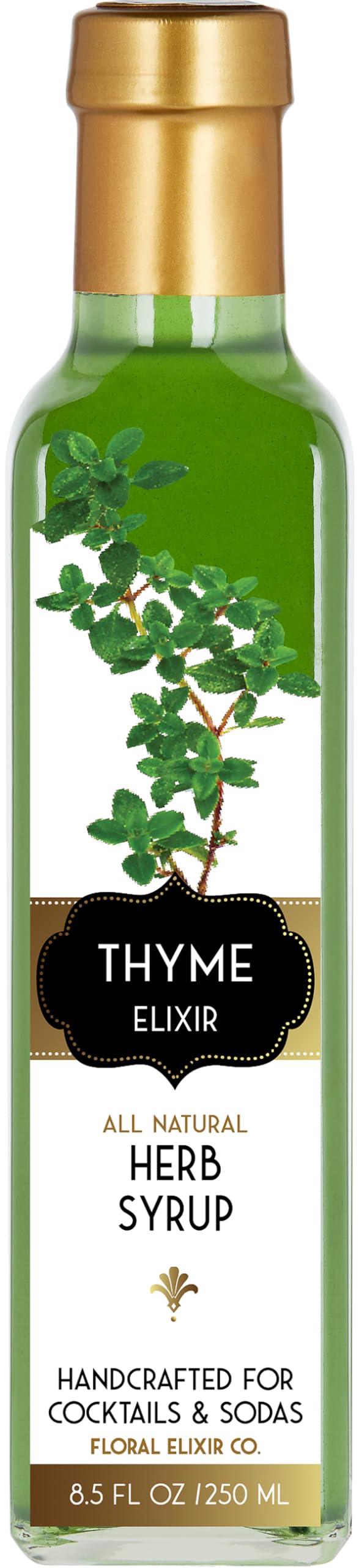 Floral Elixir Co. - All Natural HERB Syrup for Cocktails & Sodas, 8.5 oz (Lemon Thyme)