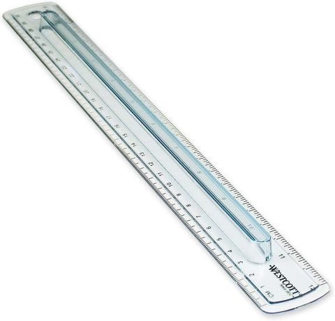 Westcott Finger Grip Ruler, Back-to-School, Smoke Gray, School Supplies, Classroom Supplies, 12-Inch