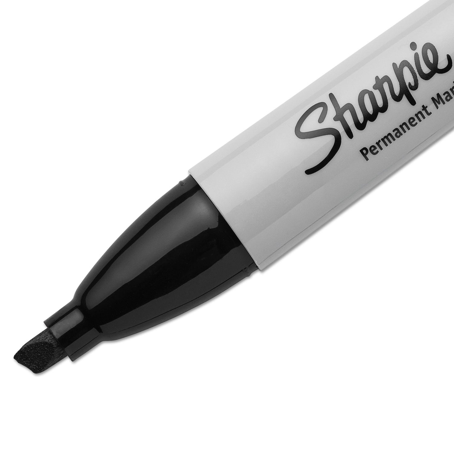 Sharpie 38264PP Permanent Markers, 5.3mm Chisel Tip, Black, 4/Pack