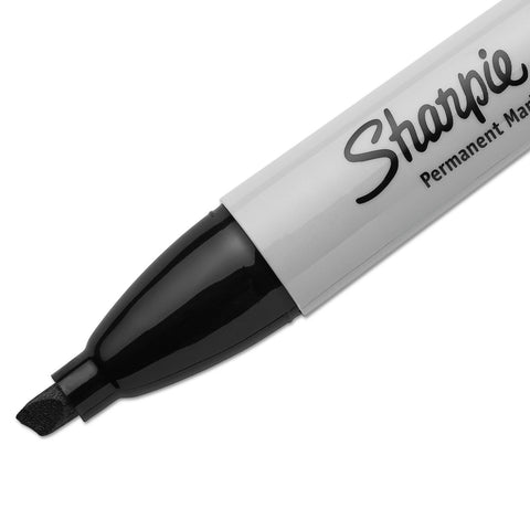 Sharpie 38264PP Permanent Markers, 5.3mm Chisel Tip, Black, 4/Pack