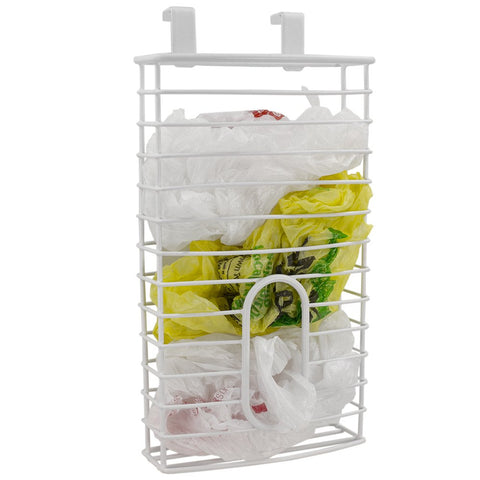 Home Basics over the Cabinet Plastic Bag Organizer and Grocery Bag Holder, White